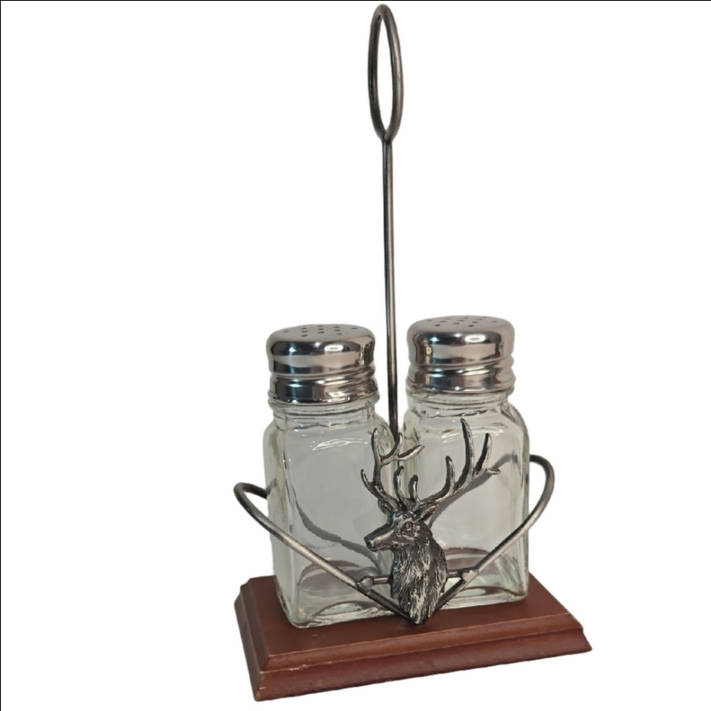 Silver Elk/Deer Salt and Pepper Shaker Set Lodge Hunting Cabin Core CabinCore
